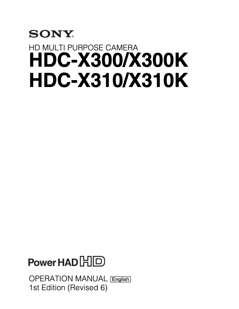 Page n°1 - Manuel utilisateur Sony HDC-X310K