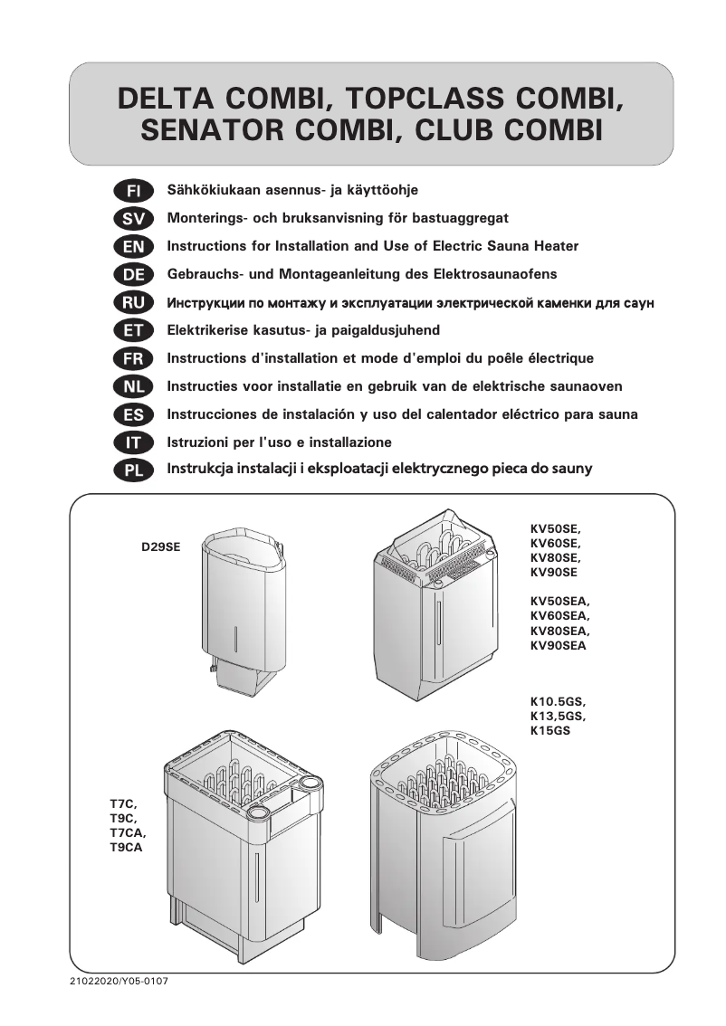 Page n°1 - Manuel utilisateur Harvia Delta D29SE HDSE290230