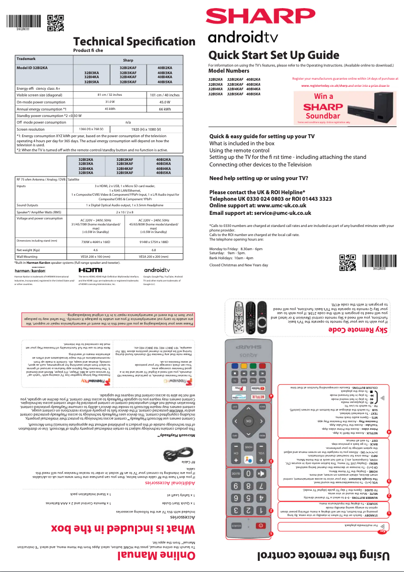 Page n°1 - Guide de démarrage rapide Sharp 40BI5KA