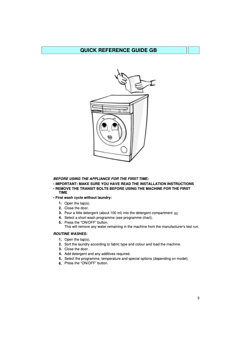 Page 1 de la notice Manuel utilisateur Whirlpool AWM 249/P