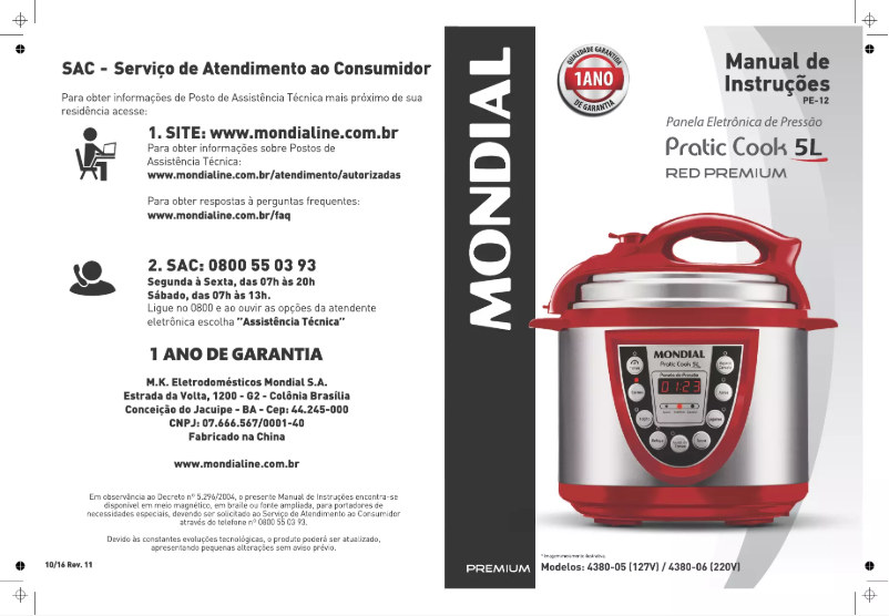 Image de la première page du manuel de l'appareil Pratic Cooker PE-12
