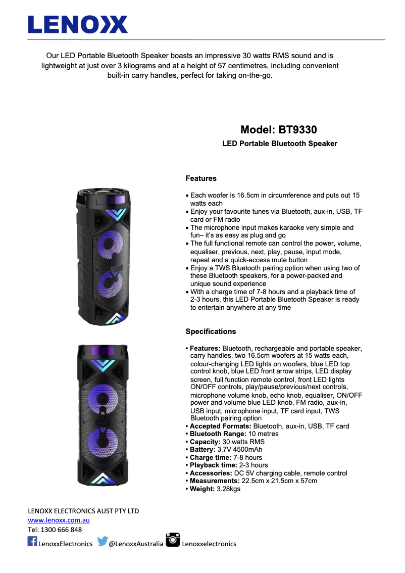 Image de la première page du manuel de l'appareil BT9330