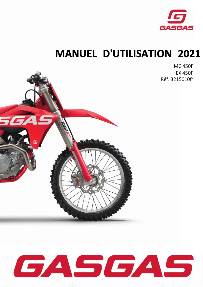 Page 1 de la notice Manuel utilisateur GasGas MC 450F (2021)