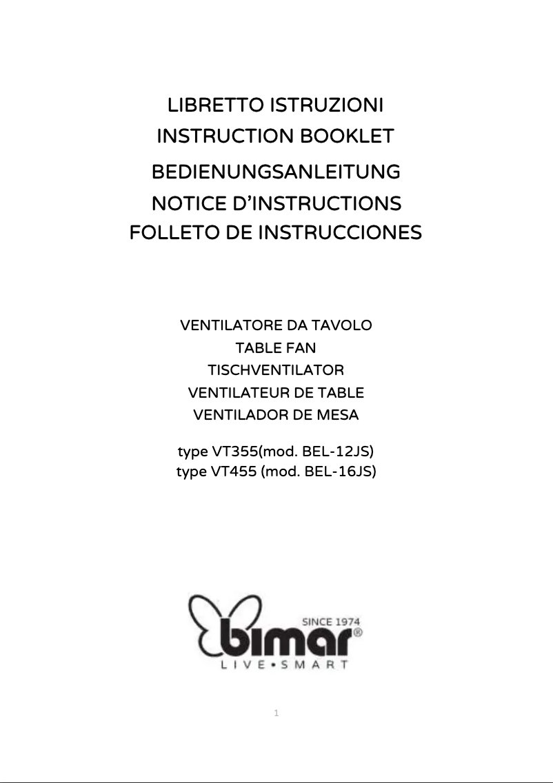 Page 1 de la notice Manuel utilisateur Bimar VT455