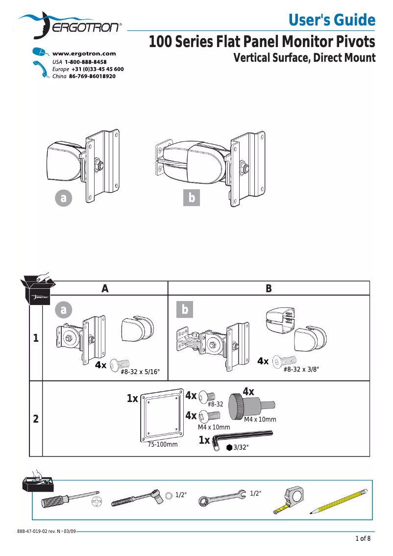 Page n°1 - Manuel utilisateur Ergotron 100 Series Double Pivot