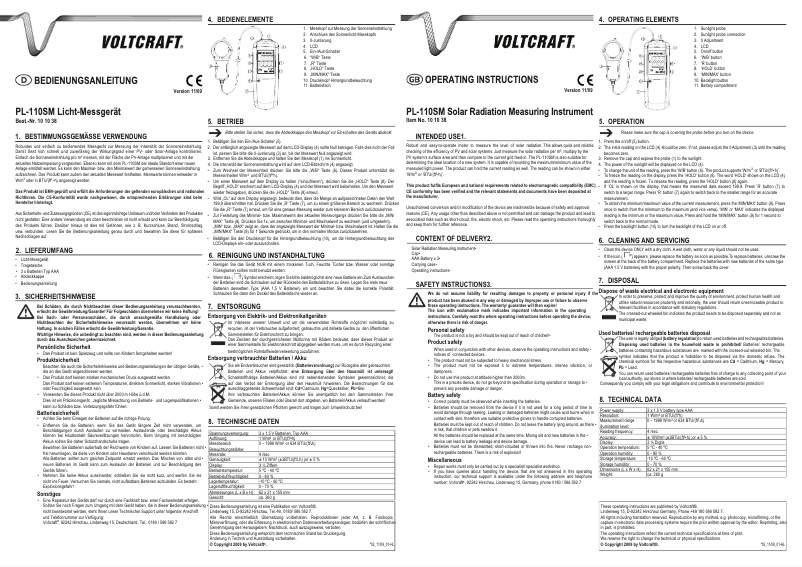 Image de la première page du manuel de l'appareil PL-110SM