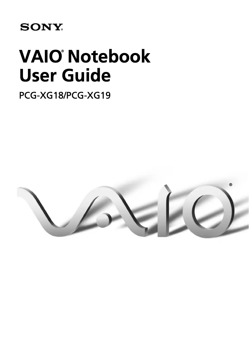 Page n°1 - Manuel utilisateur Sony Vaio PCG-XG18