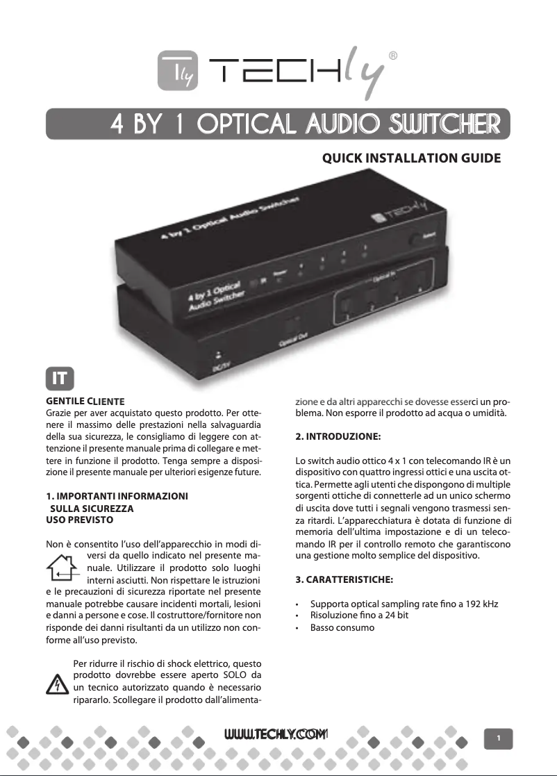 Page 1 de la notice Manuel utilisateur Techly IDATA TOS-SW4