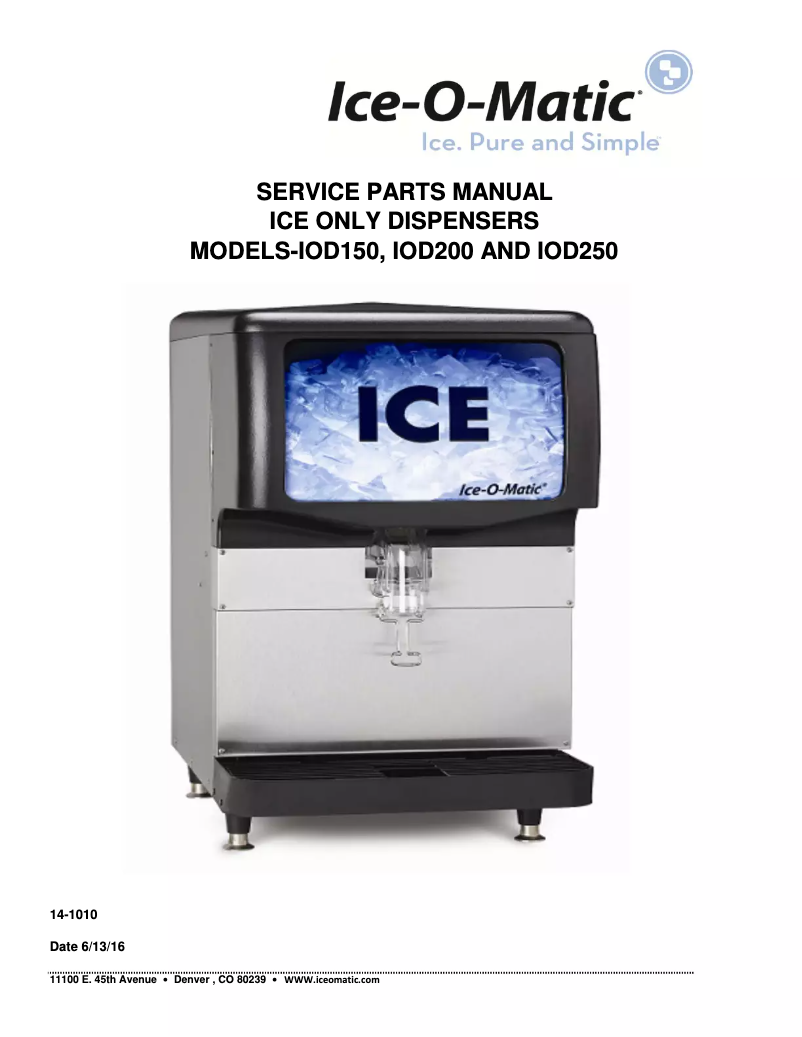 Page n°1 - Manuel utilisateur Ice-O-Matic IOD150