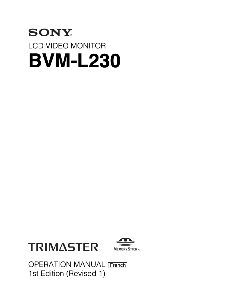 Page n°1 - Manuel utilisateur Sony BVM-L230