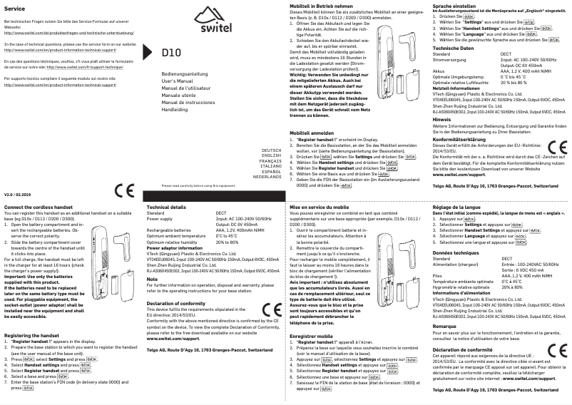 Page 1 of the manual User Manual Switel D10