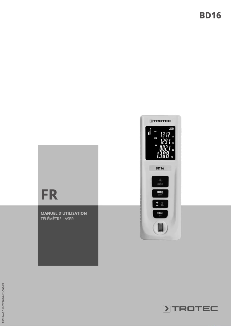 Image de la première page du manuel de l'appareil BD16