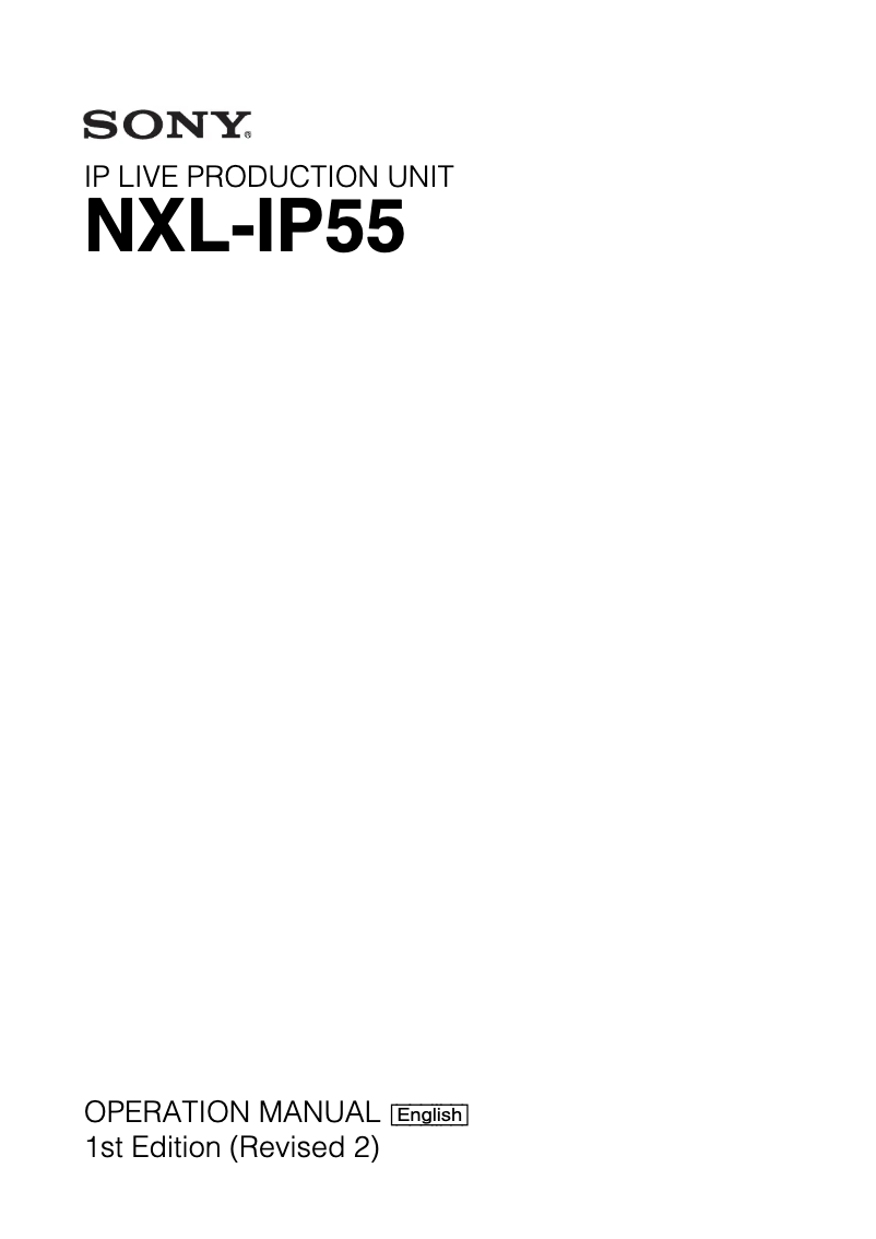 Page n°1 - Manuel utilisateur Sony NXL-IP55
