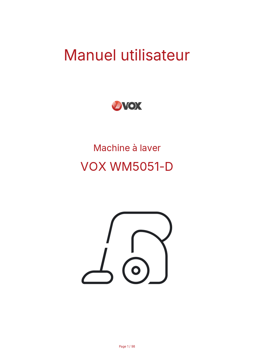 Image de la première page du manuel de l'appareil WM5051-D