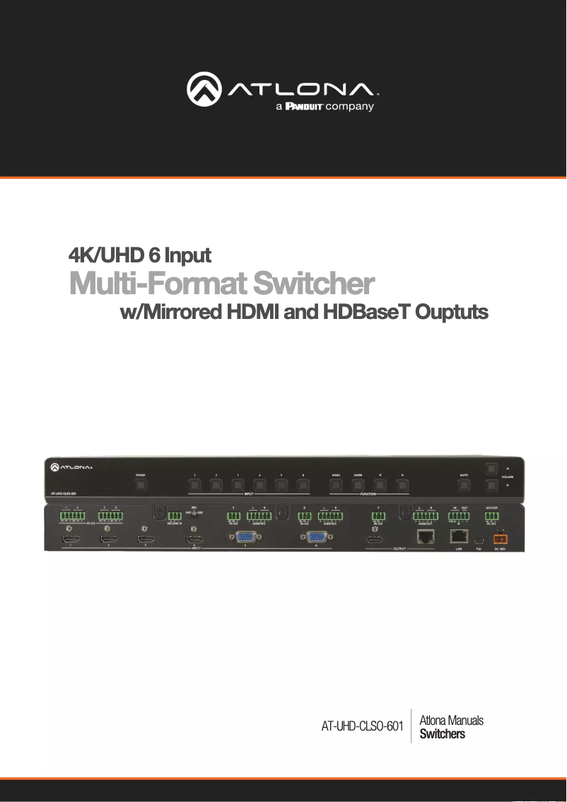 Image de la première page du manuel de l'appareil AT-UHD-CLSO-601