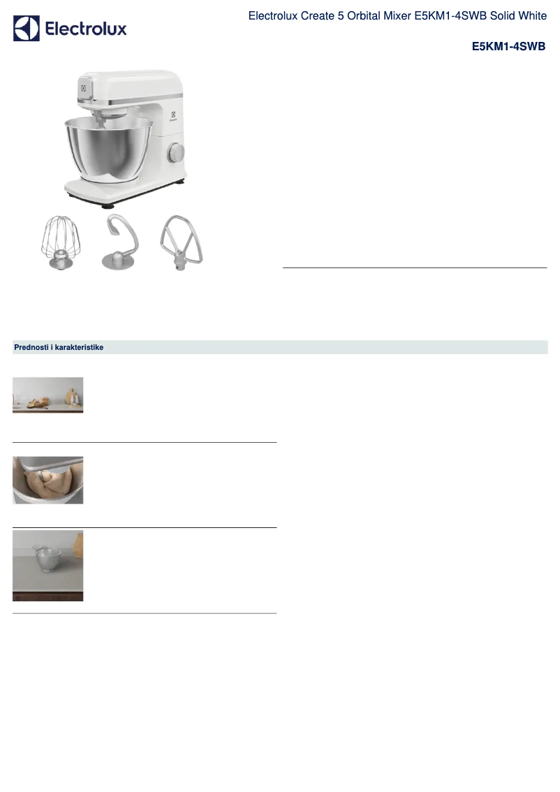 Página 1 del manual Ficha técnica Electrolux Create 5 E5KM1-4SWB