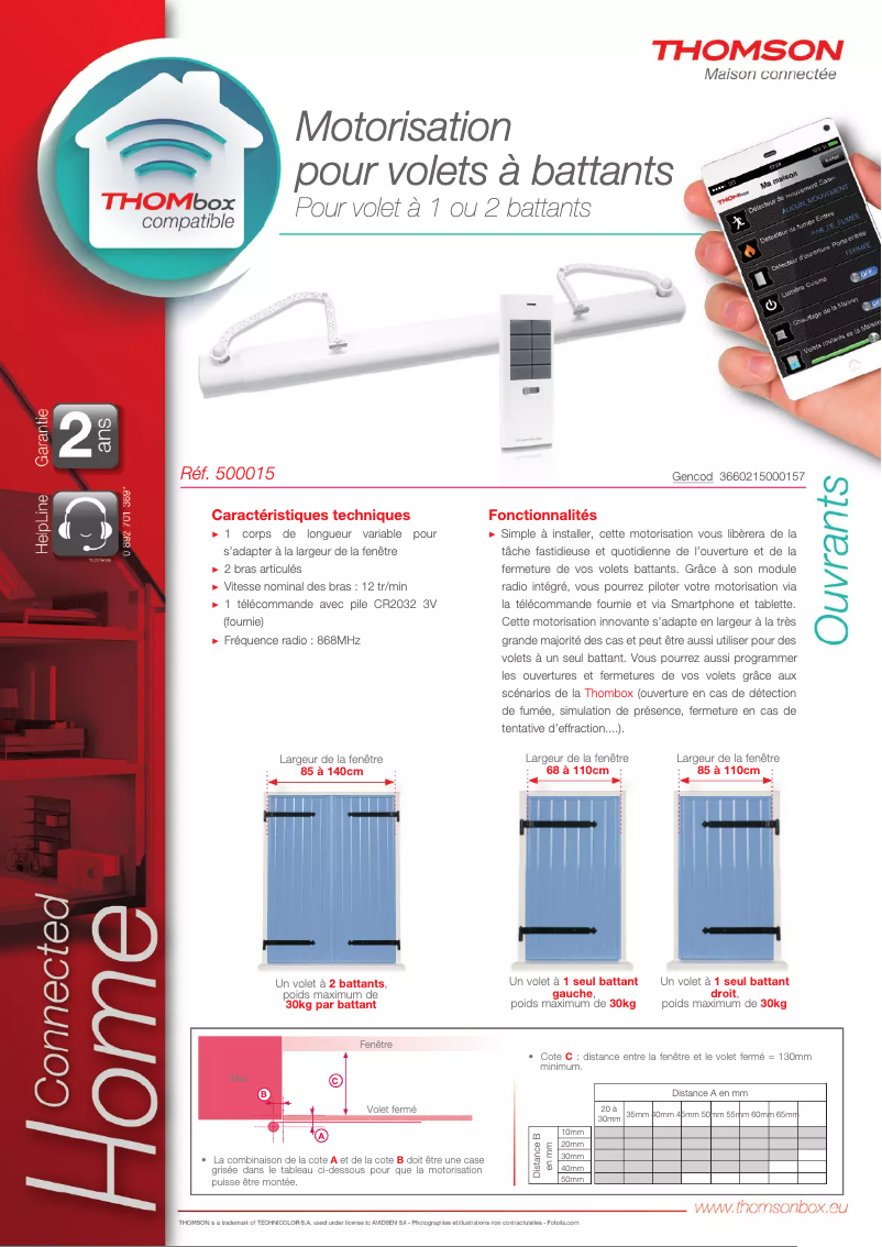 Page 1 de la notice Fiche technique Thomson 500015