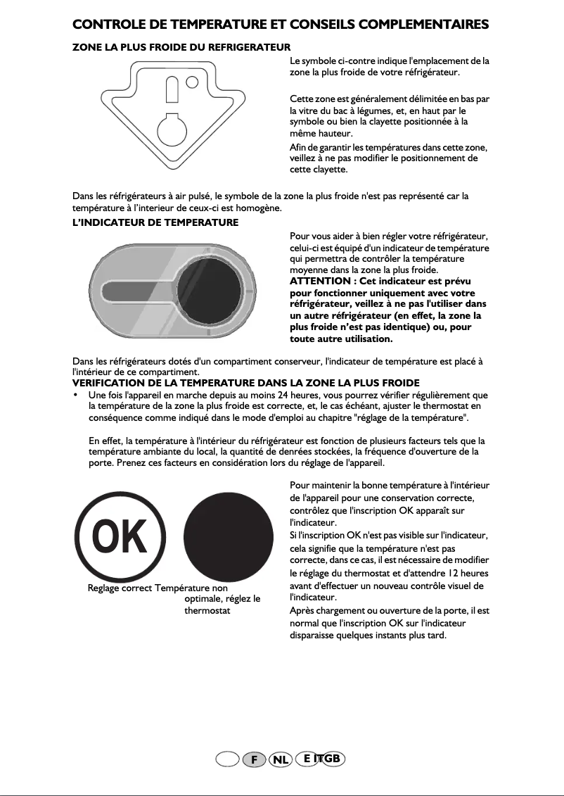 Page 1 de la notice Manuel utilisateur Whirlpool ARG 727