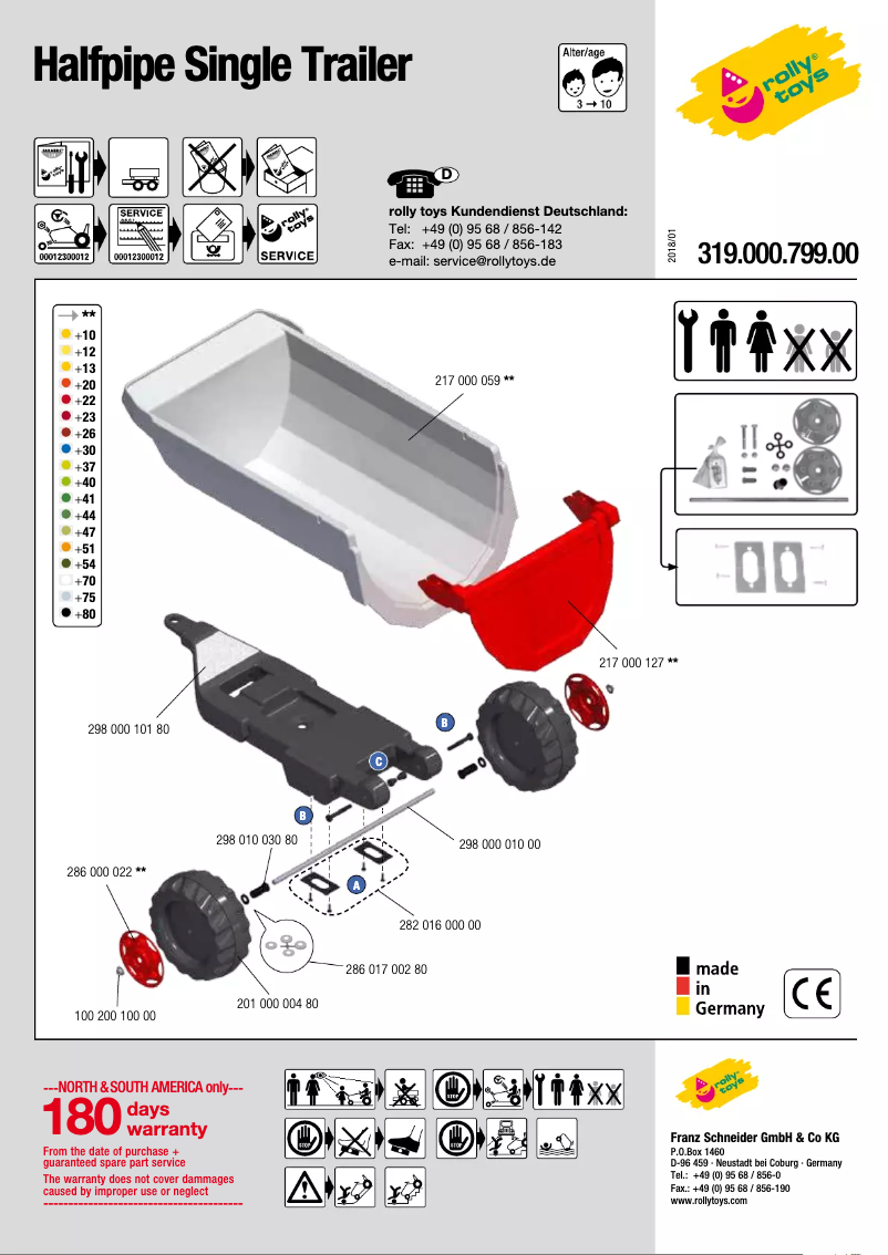Page 1 de la notice Manuel utilisateur Rolly Toys Halfpipe Single Trailer