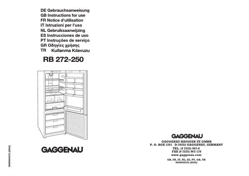 Page 1 de la notice Manuel utilisateur Gaggenau RB 272-250