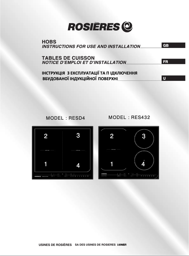 Page 1 de la notice Manuel utilisateur Rosieres RES 432