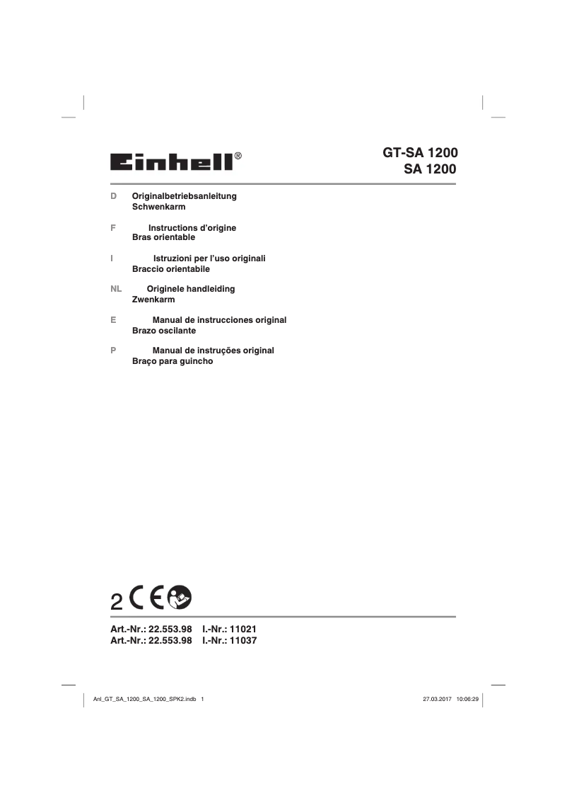 Página 1 del manual Manual de usuario Einhell SA 1100