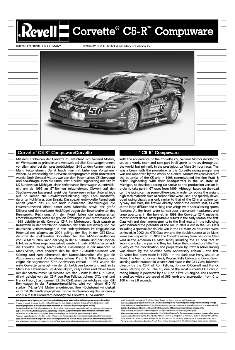 Image de la première page du manuel de l'appareil Corvette C5-R Compuware