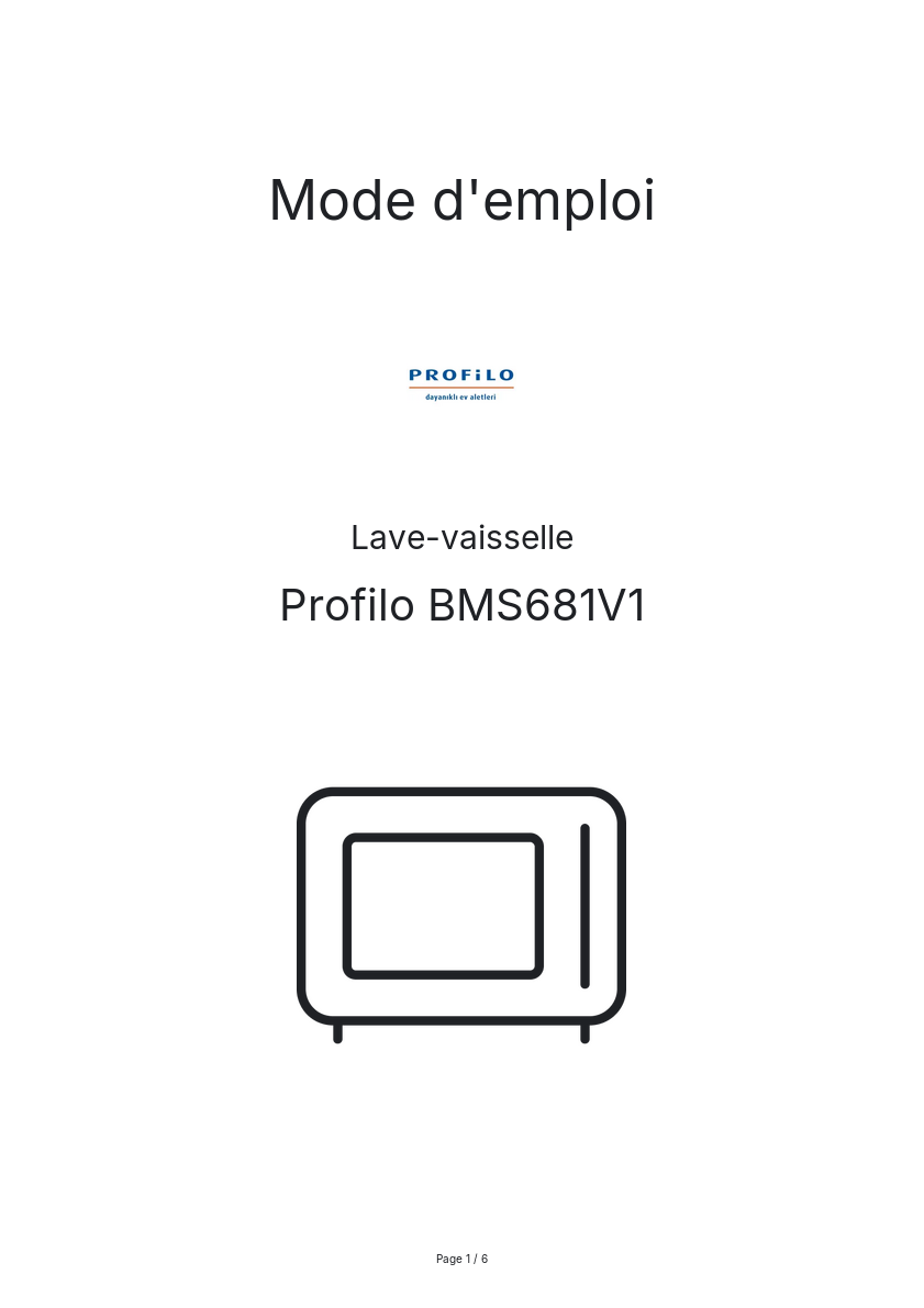 Page n°1 - Mode d'emploi Profilo BMS681V1
