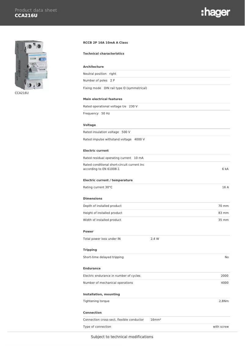 Image de la première page du manuel de l'appareil CCA216U