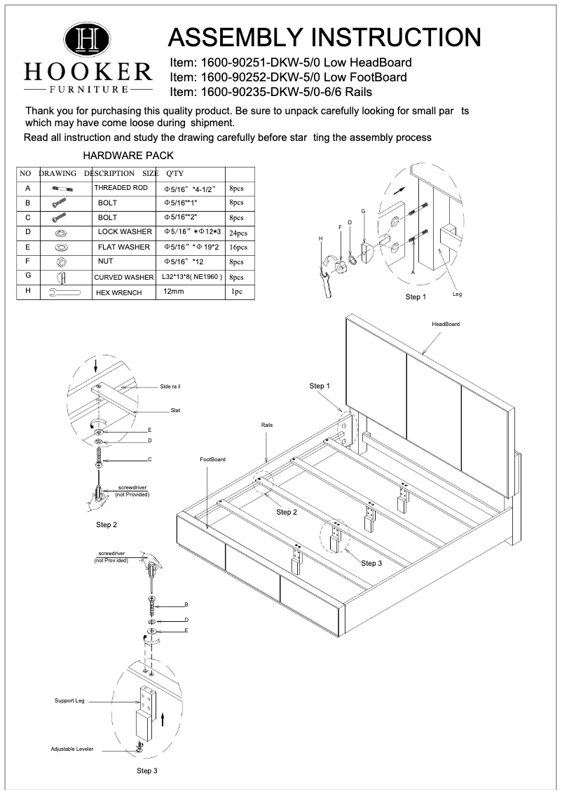 Page n°1 - Manuel utilisateur Hooker 1600-90252-DKW
