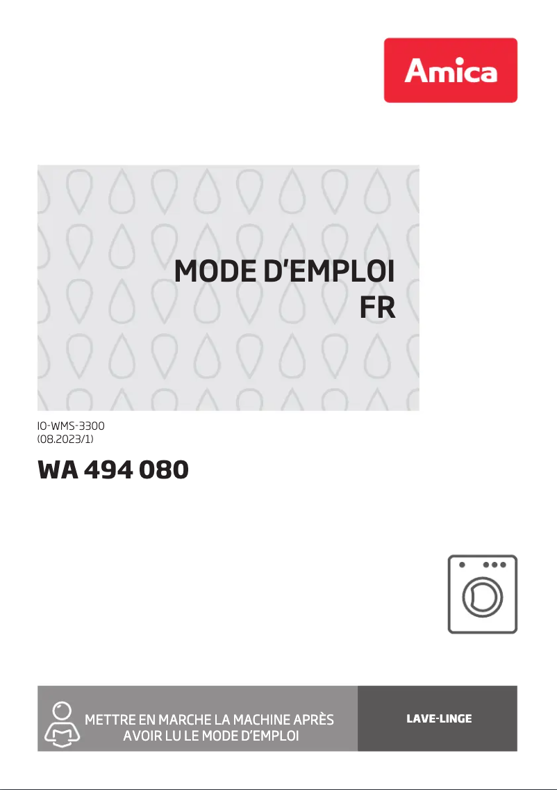 Page 1 de la notice Manuel utilisateur Amica WA 494 080