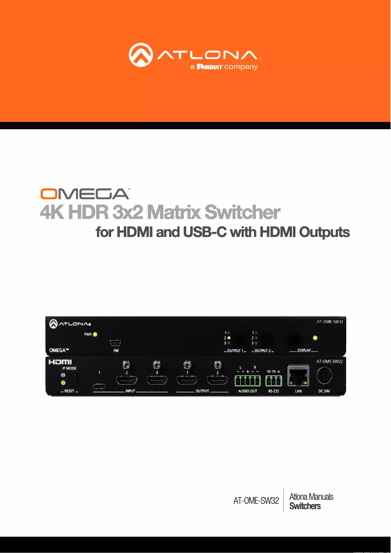 Page 1 de la notice Manuel utilisateur Atlona Omega AT-OME-SW32