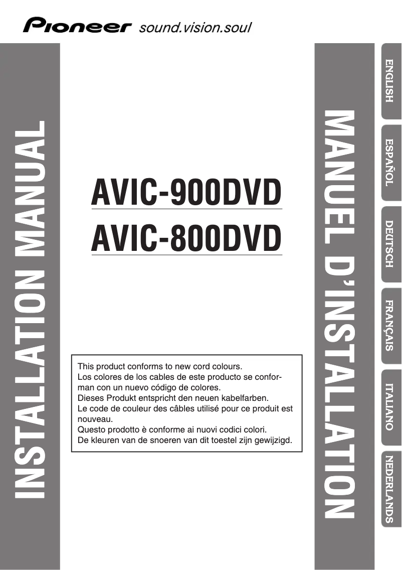 Page n°1 - Guide d'installation Pioneer AVIC-900DVD