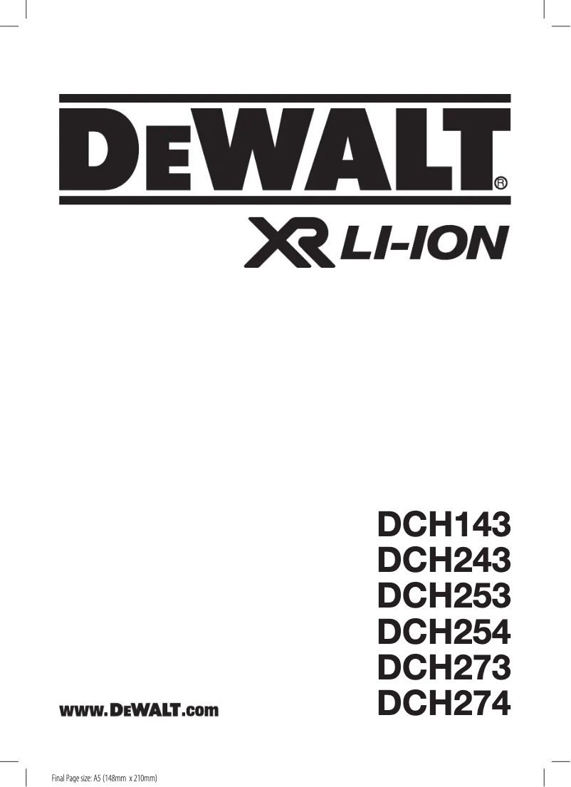 Page n°1 - Manuel utilisateur DeWalt DCH253