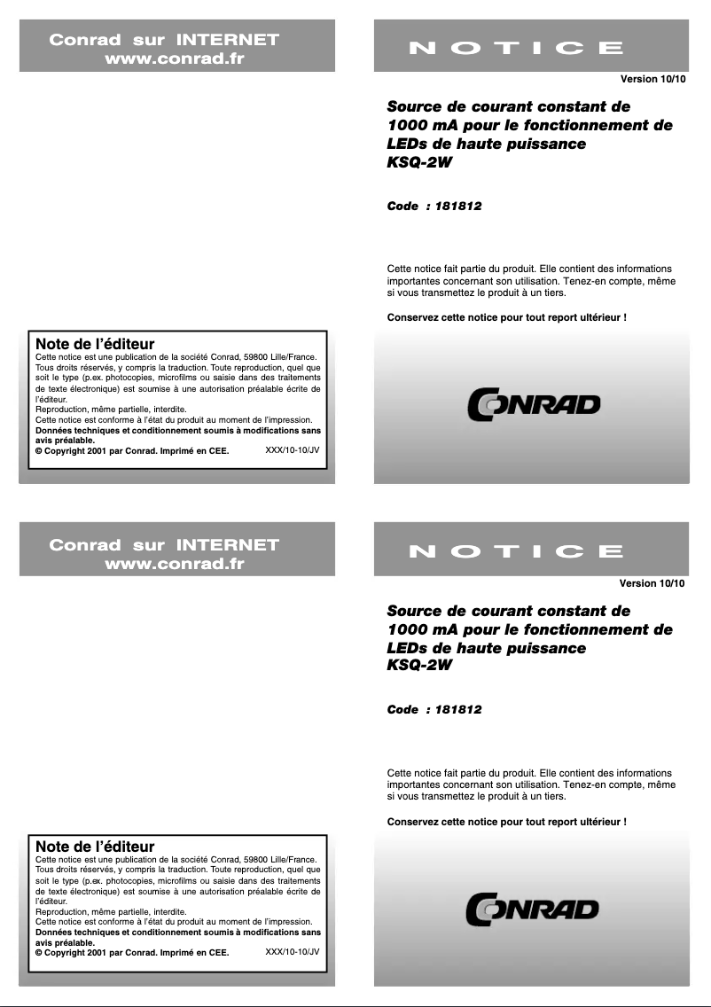 Image de la première page du manuel de l'appareil KSQ-2W