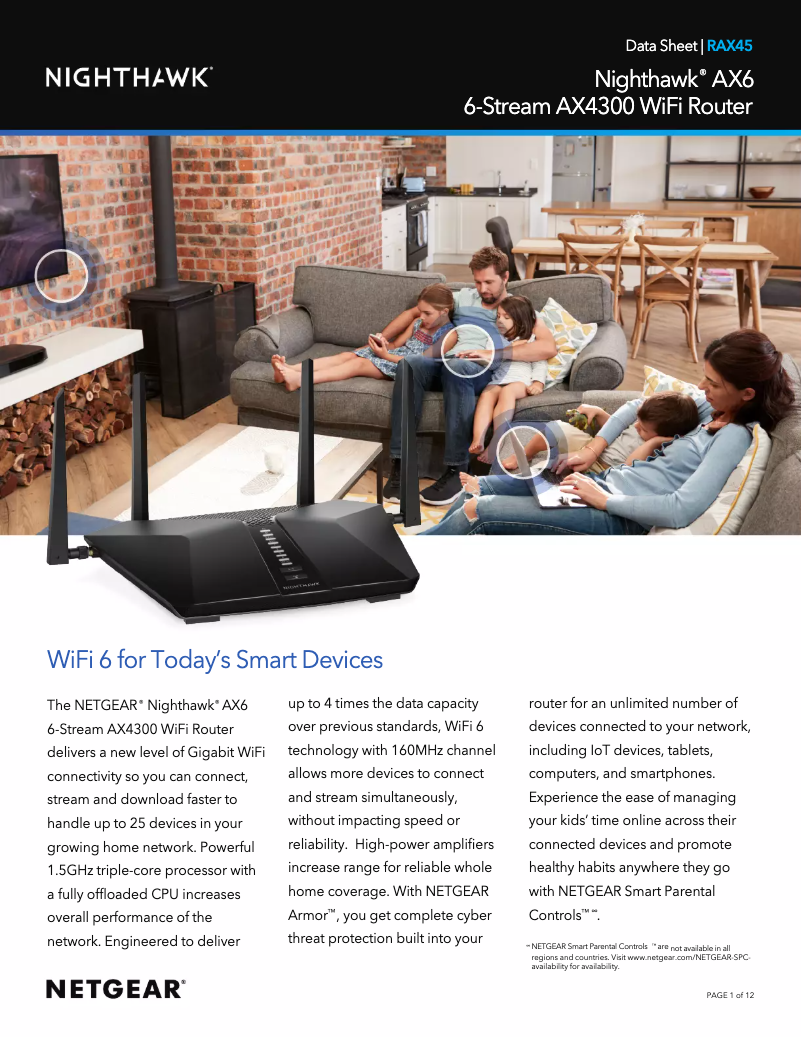 Page 1 de la notice Fiche technique Netgear Nighthawk RAX45