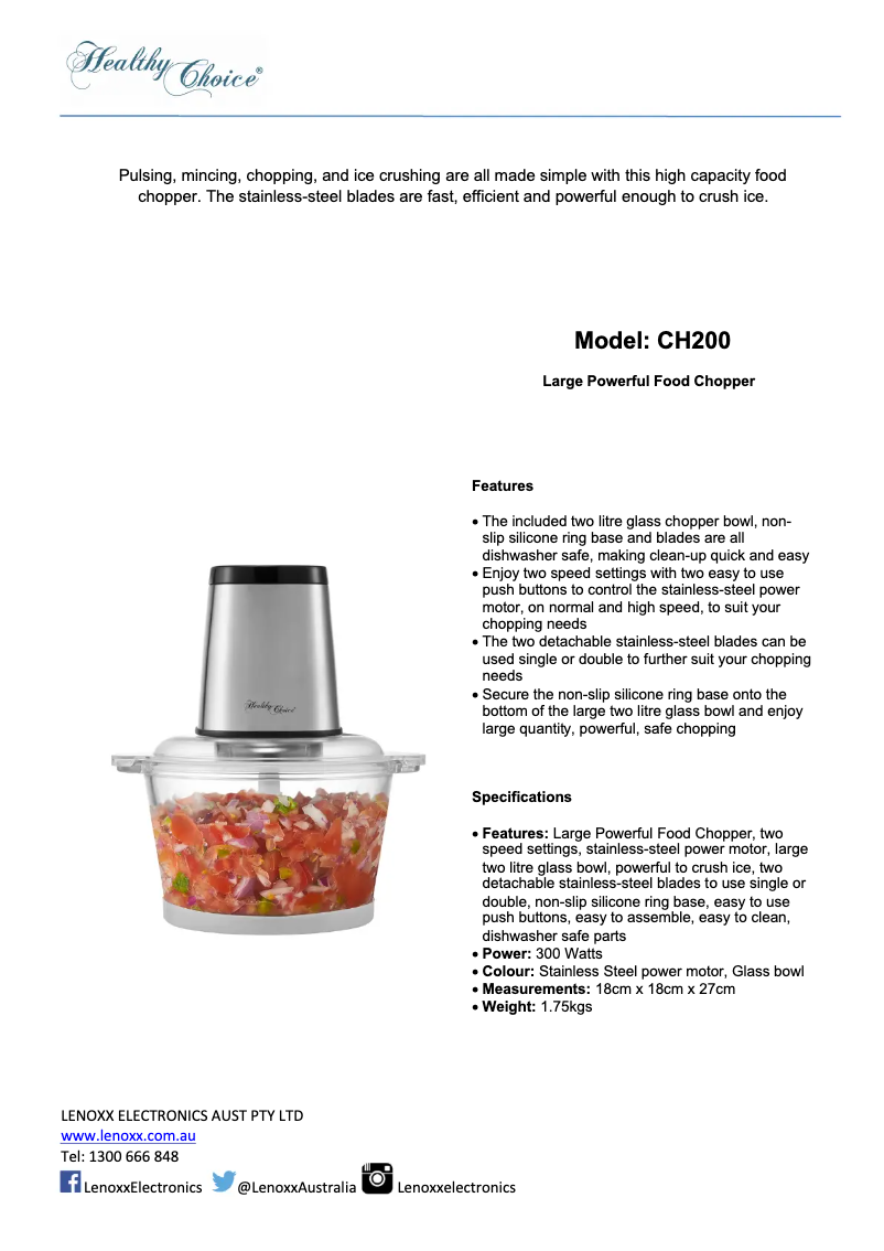 Image de la première page du manuel de l'appareil CH200