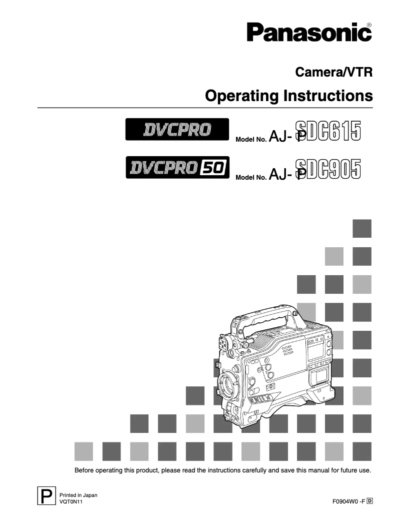 Page n°1 - Manuel utilisateur Panasonic AJ-SDC615P