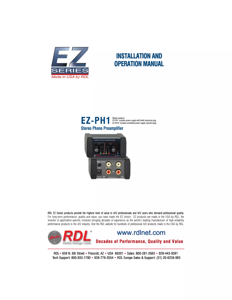 Page 1 de la notice Manuel utilisateur RDL EZ-PH1