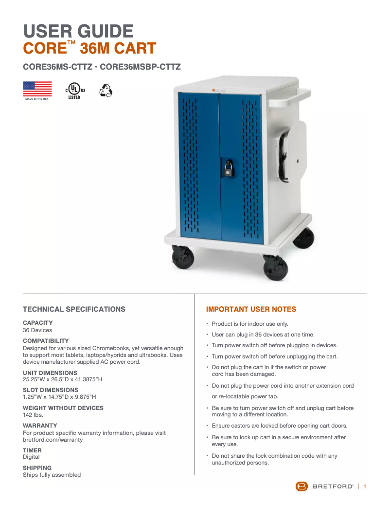 Image de la première page du manuel de l'appareil Core36MS