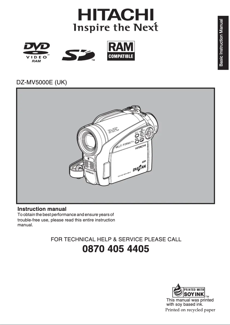 Page 1 of the manual User Manual Hitachi DZ-MV5000E