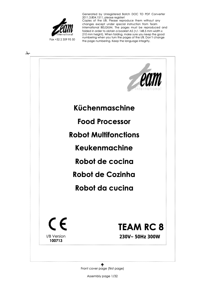 Page 1 de la notice Manuel utilisateur Team RC 8