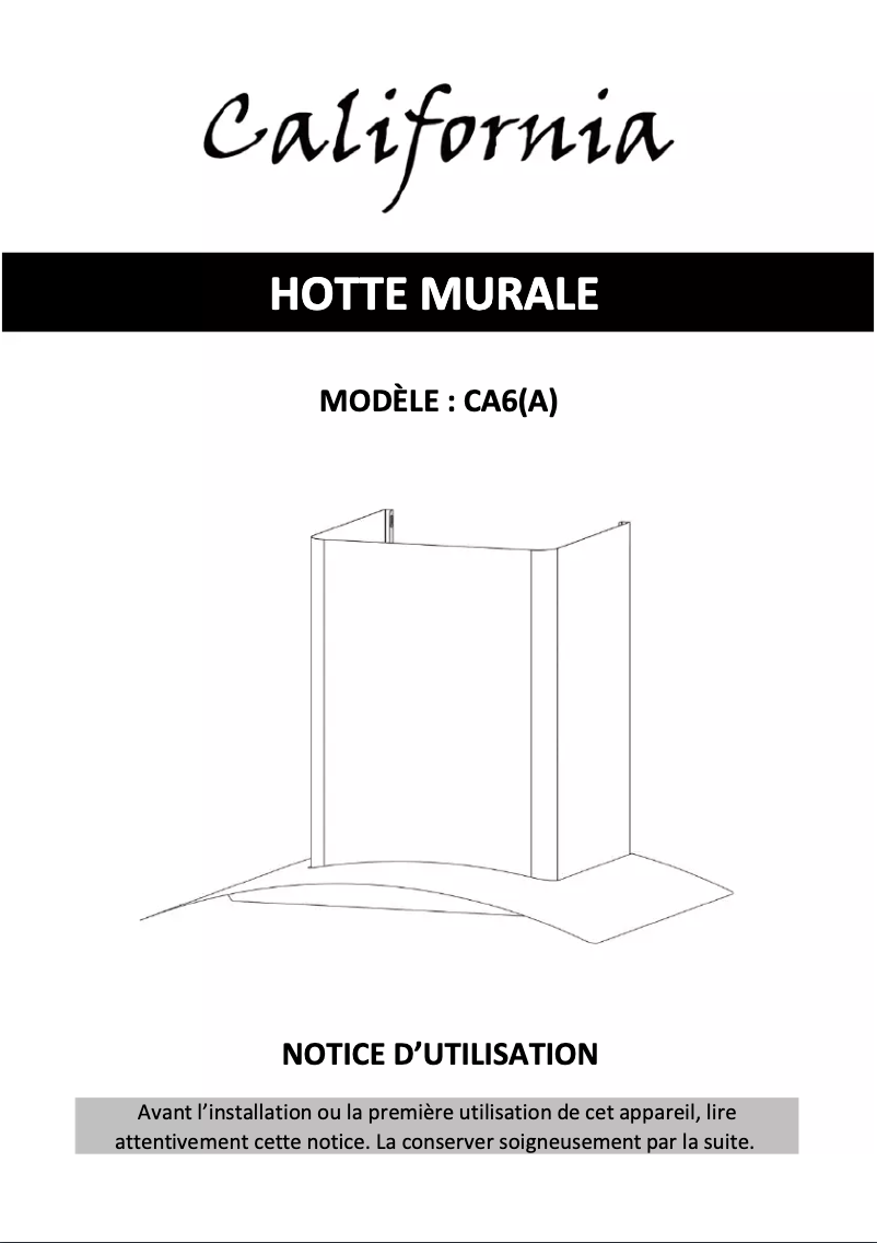 Page 1 de la notice Manuel utilisateur California CA6-1