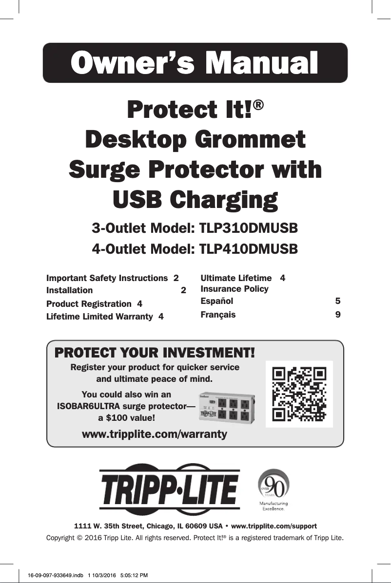 Image de la première page du manuel de l'appareil Protect It! TLP310DMUSB