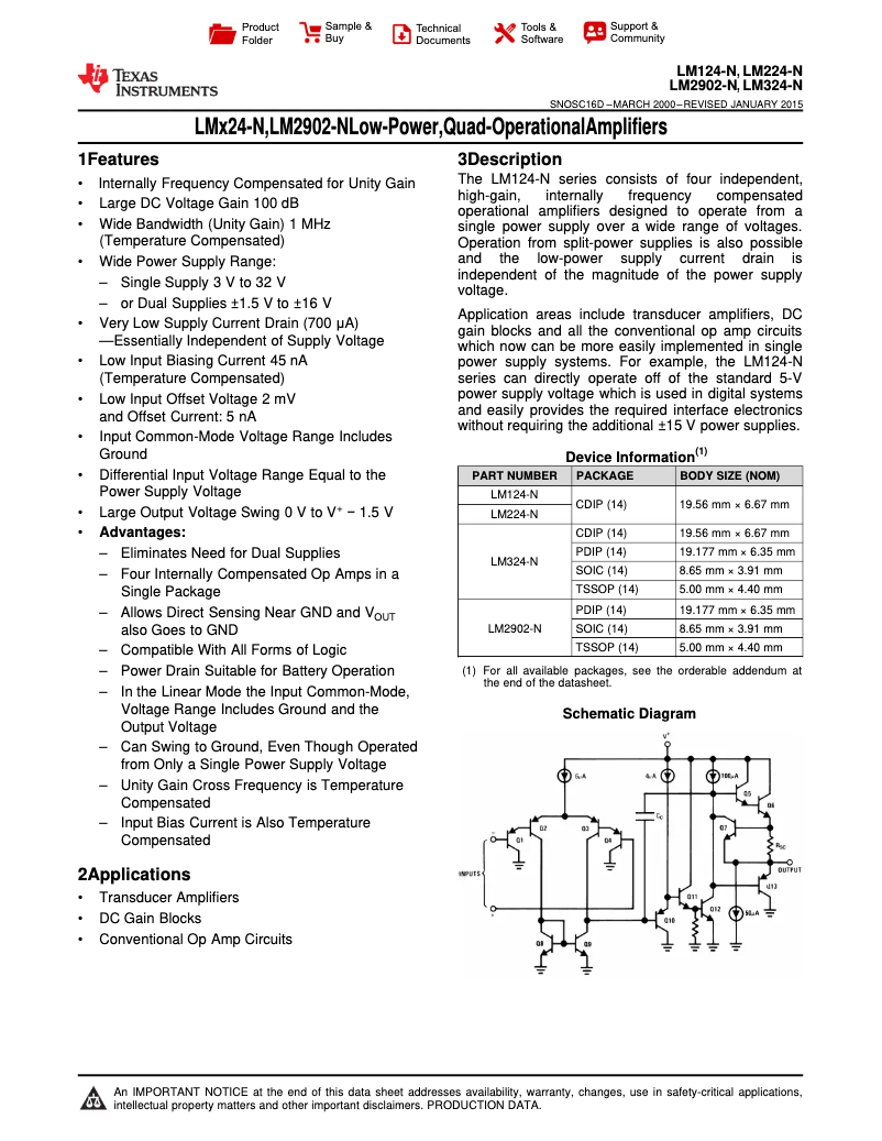 Image de la première page du manuel de l'appareil LM2902M/NOPB