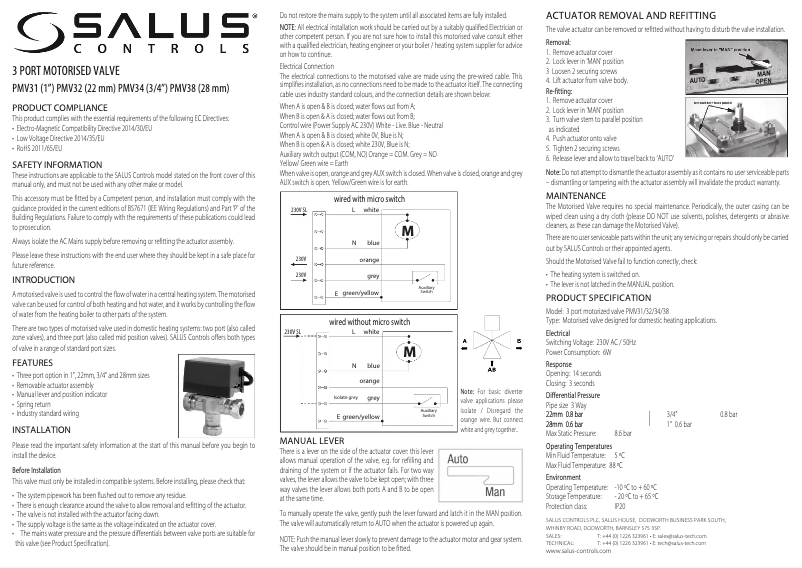 Image de la première page du manuel de l'appareil PMV38