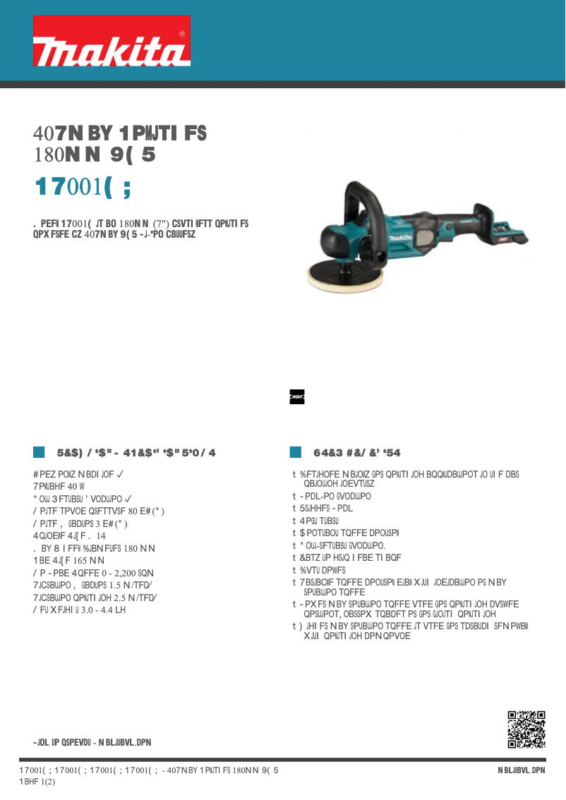 Page 1 de la notice Fiche technique Makita PV001G