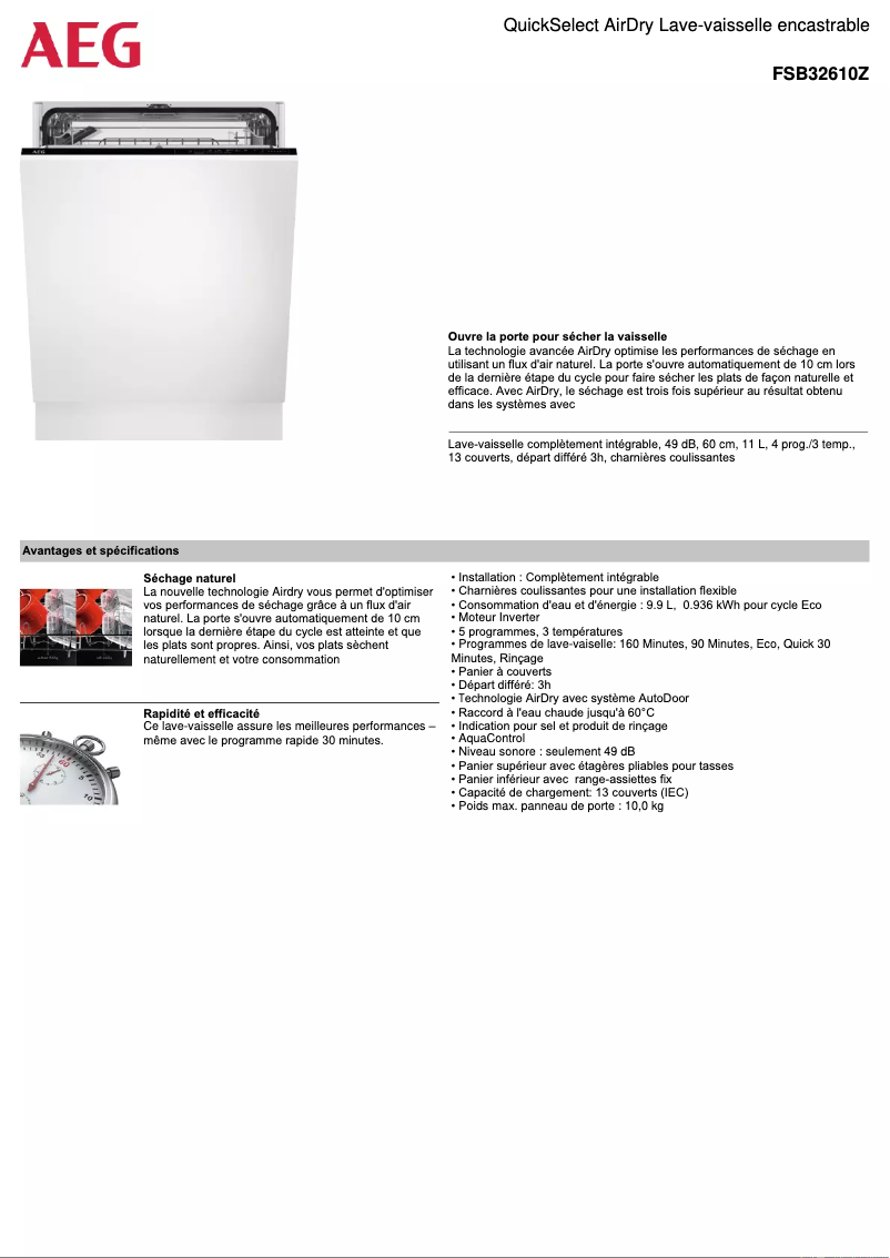 Image de la première page du manuel de l'appareil FSB32610Z