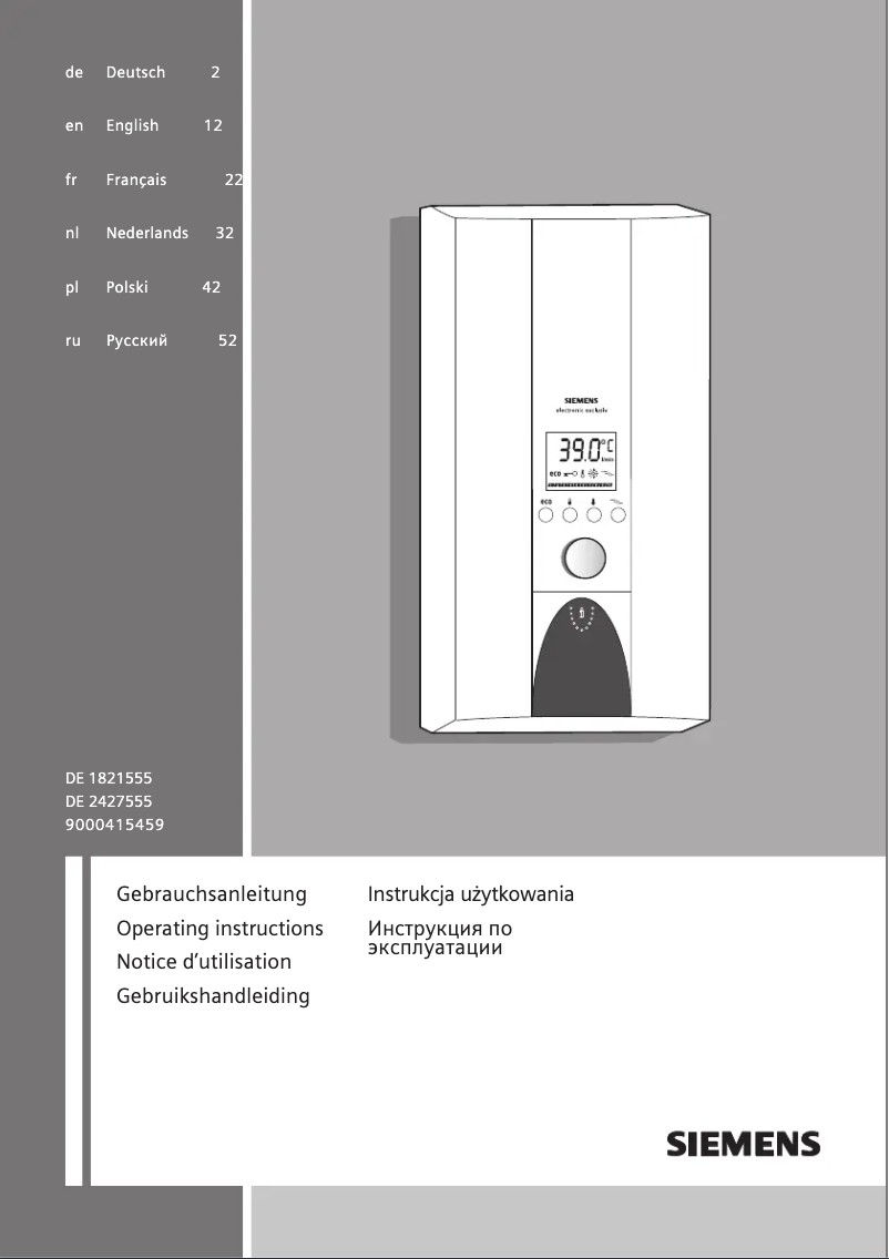 Page 1 de la notice Mode d'emploi Siemens DE2427555