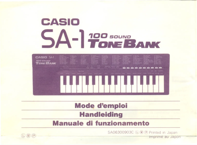 Page 1 de la notice Manuel utilisateur Casio 100 ToneBank SA-1